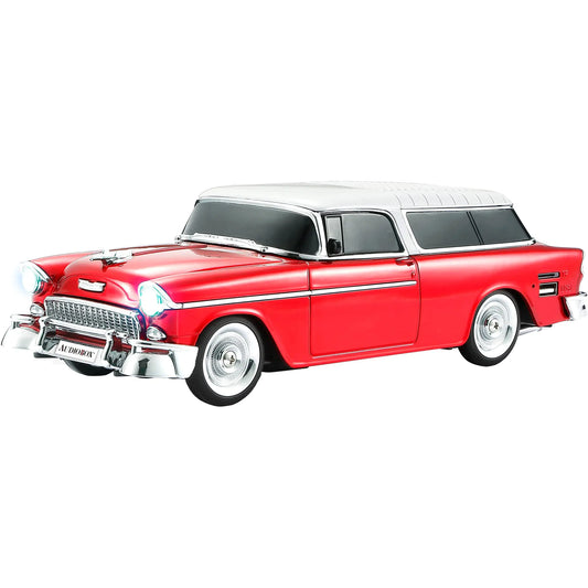 Audiobox 1955 Bel Air Retro Ride Bluetooth Car Speaker & FM Radio | with USB SD AUX Input for Office Home Garage (Red)
